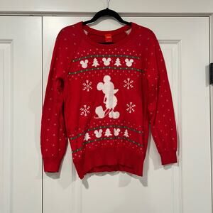 Disney Women's Christmas Mickey Crewneck Sweater in Red Size Medium‎